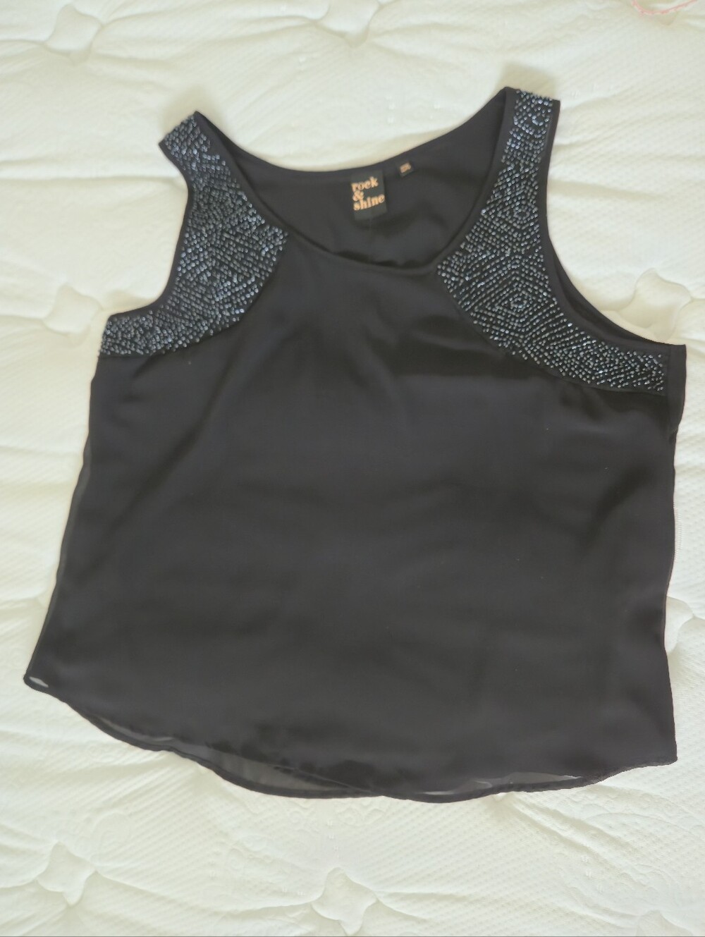 Rock &Shine Black Embellished Sleeveless Blouse